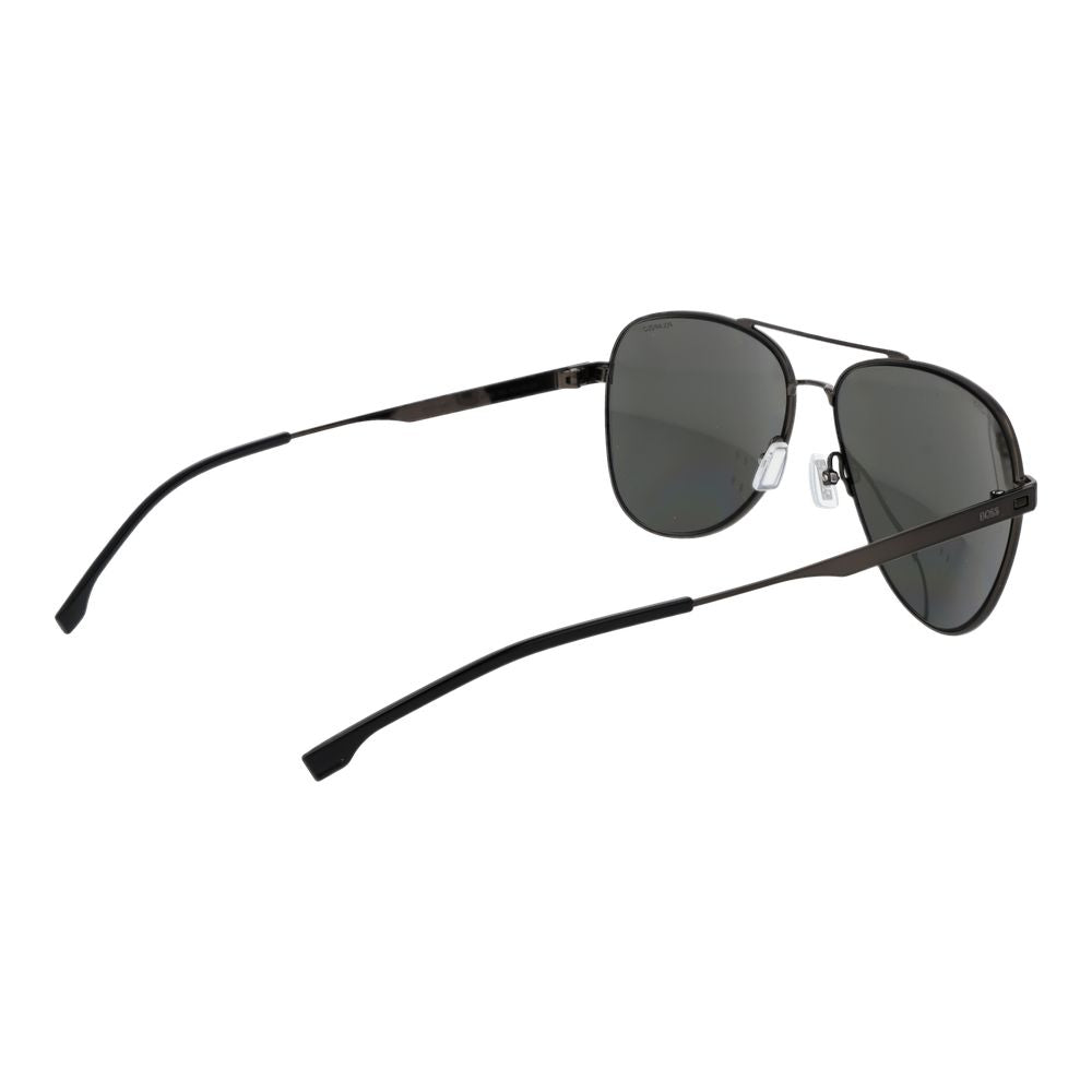 Hugo Boss Men’s Sunglasses – Gunmetal Aviator Frame, Grey Polarized Lenses