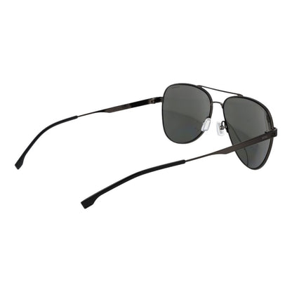 Hugo Boss Men’s Sunglasses – Gunmetal Aviator Frame, Grey Polarized Lenses