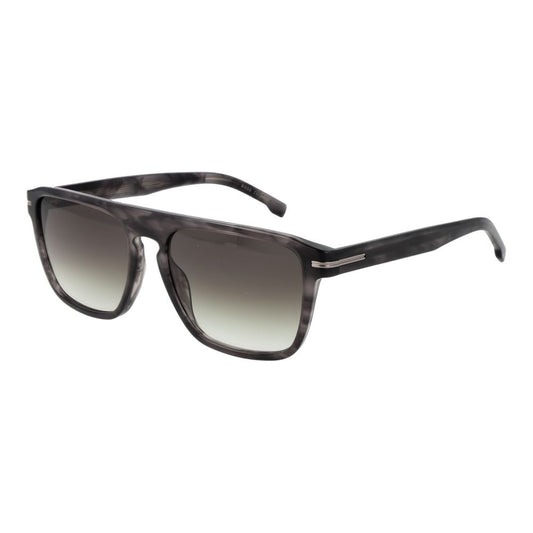 Hugo Boss Men’s Sunglasses – Grey Rectangle Frame, Green Gradient Lenses