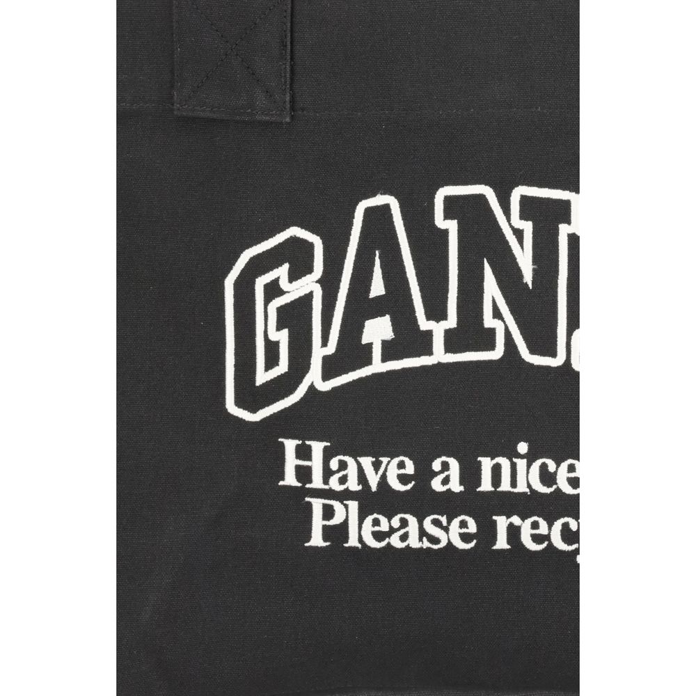 Ganni Logo Canvas Tote Bag