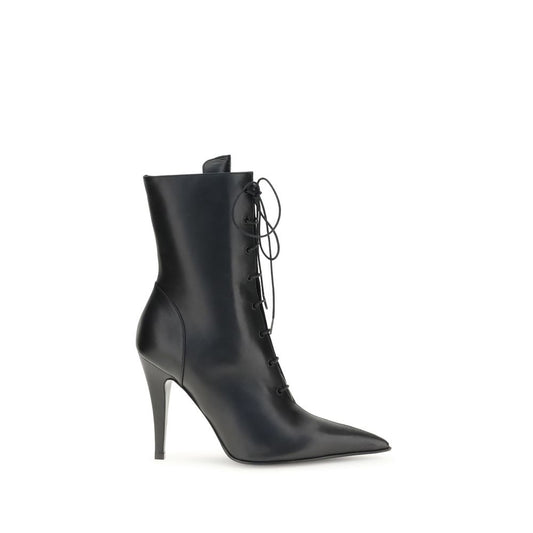 Alexander McQueen AW25 Black Nappa Leather Stiletto Ankle Boots