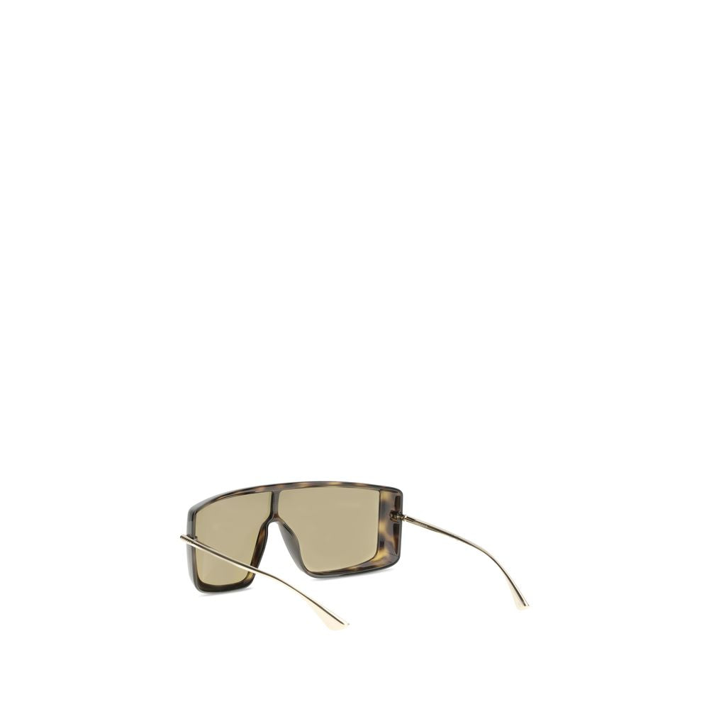 Alexander McQueen AW25 Women’s Oversized Tortoiseshell T-Bar Visor Sunglasses