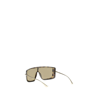 Alexander McQueen AW25 Women’s Oversized Tortoiseshell T-Bar Visor Sunglasses