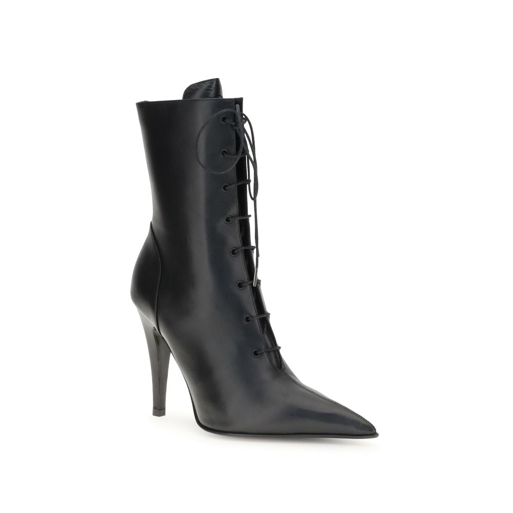 Alexander McQueen AW25 Black Nappa Leather Stiletto Ankle Boots