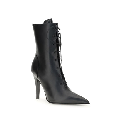 Alexander McQueen AW25 Black Nappa Leather Stiletto Ankle Boots
