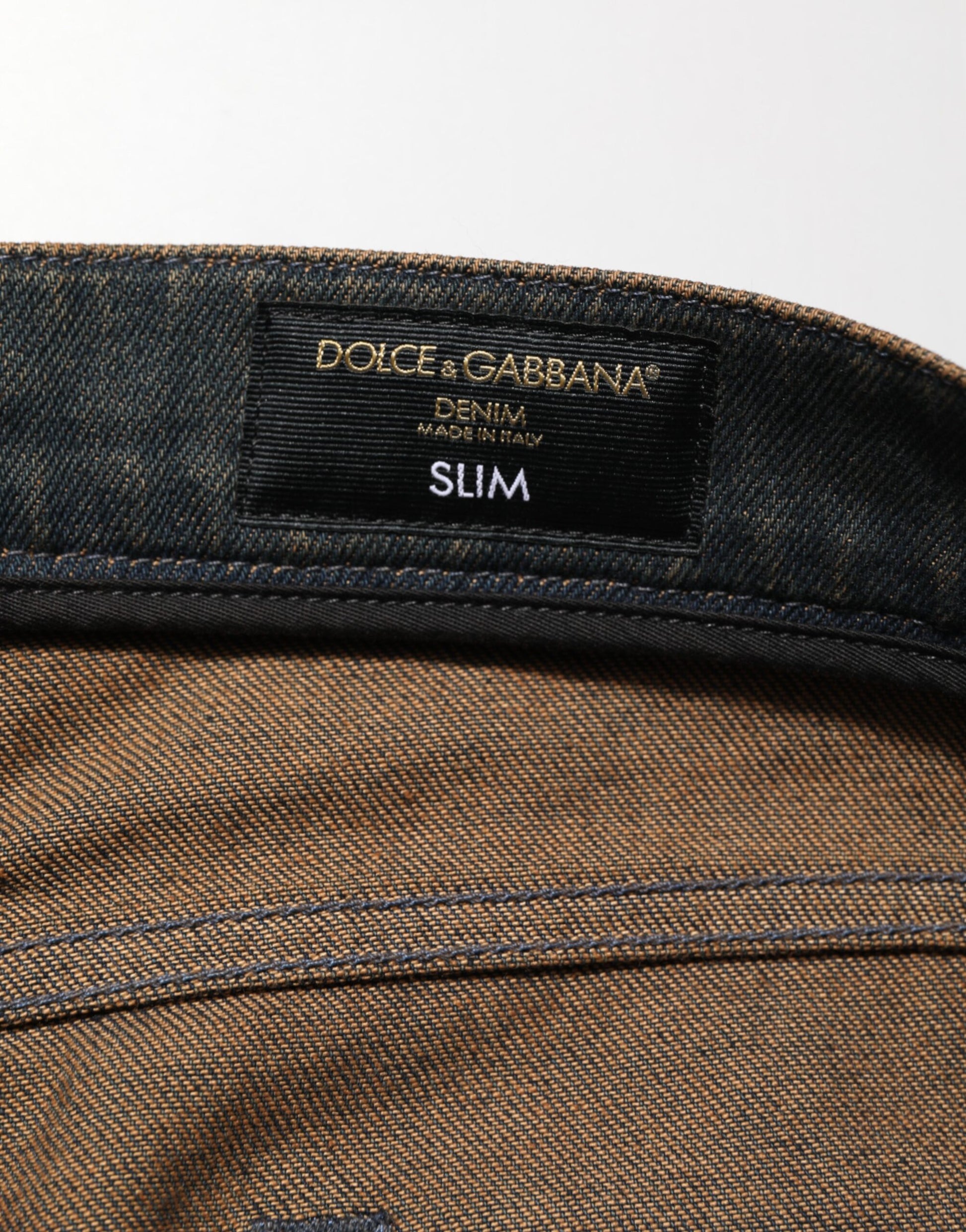 Dolce & Gabbana Dark Brown Tattered Cotton Skinny Denim Jeans