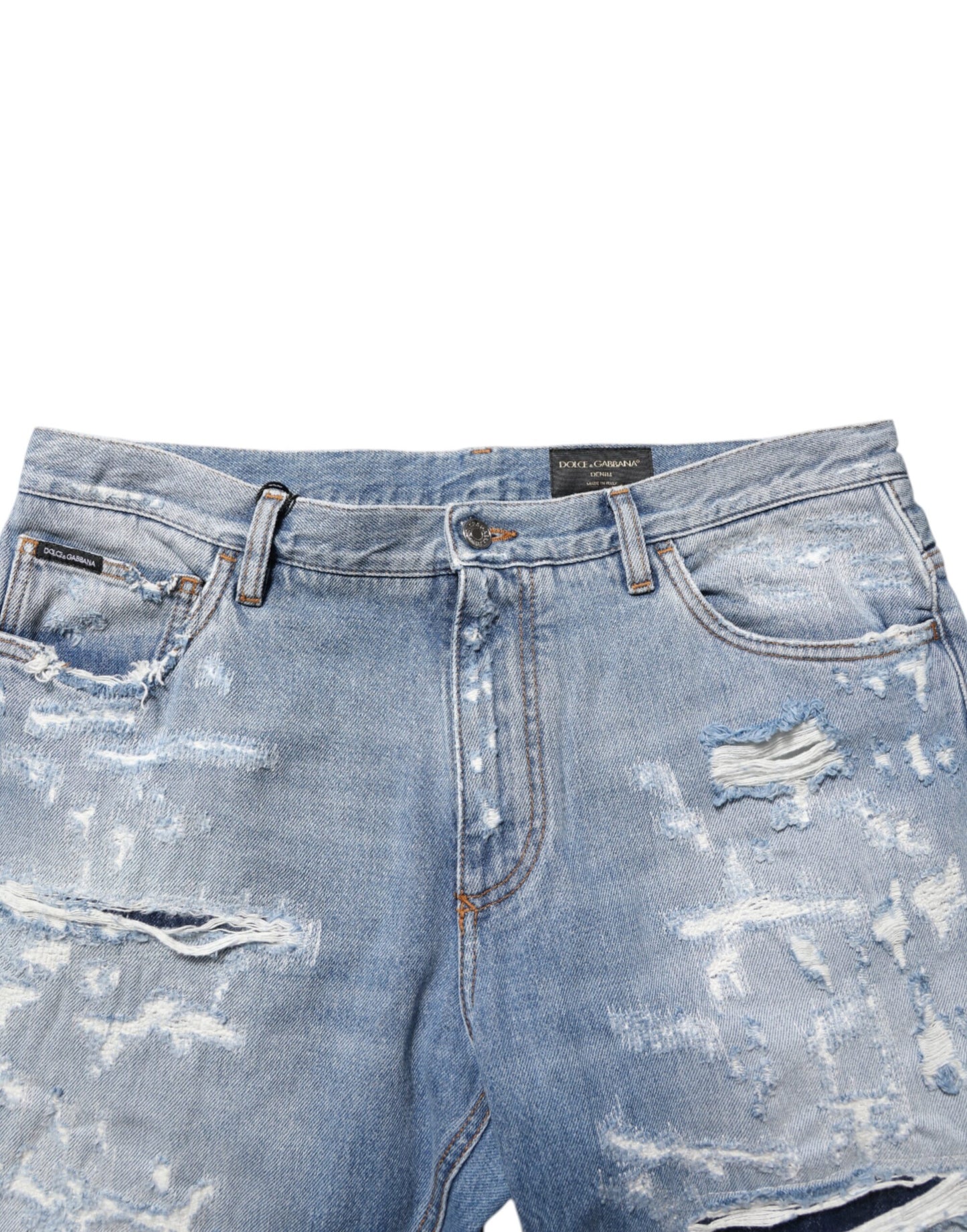 Dolce & Gabbana Blue Distressed Ripped Denim Pants