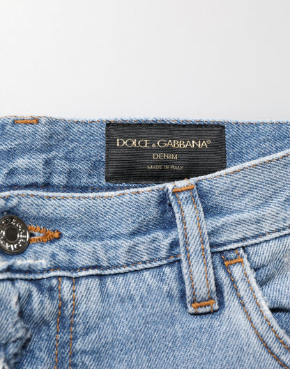 Dolce & Gabbana Blue Distressed Ripped Denim Pants