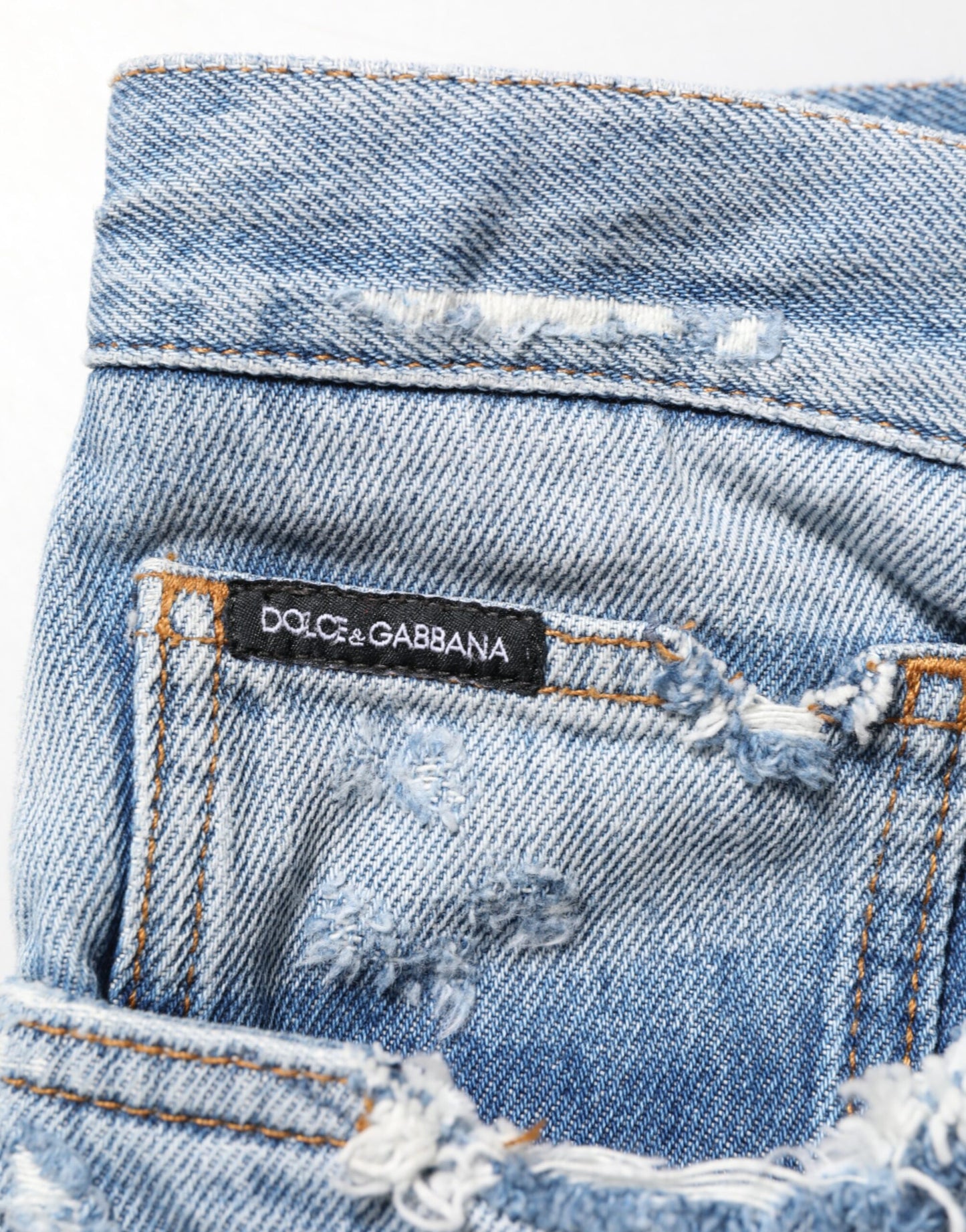 Dolce & Gabbana Blue Distressed Ripped Denim Pants