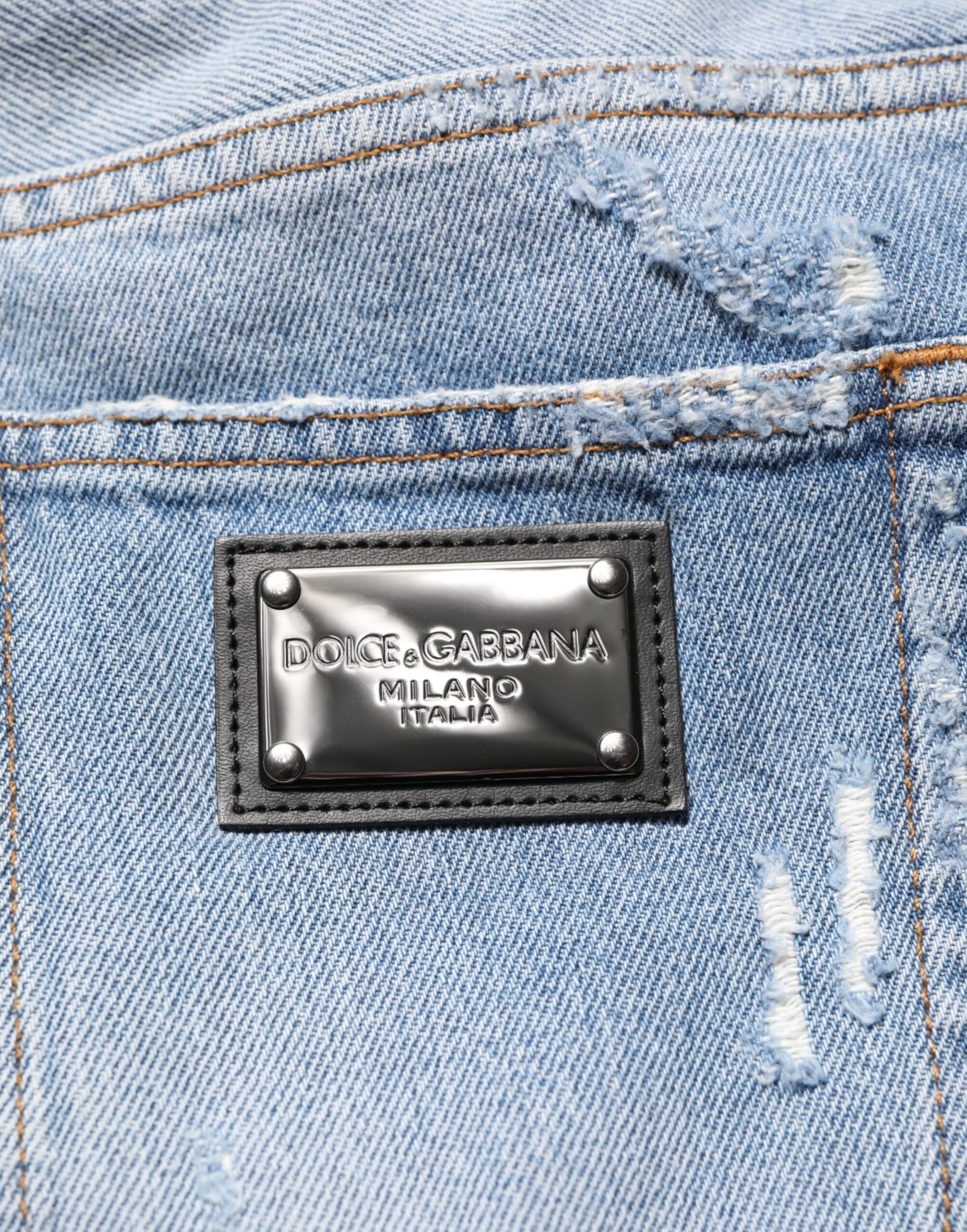 Dolce & Gabbana Blue Distressed Ripped Denim Pants