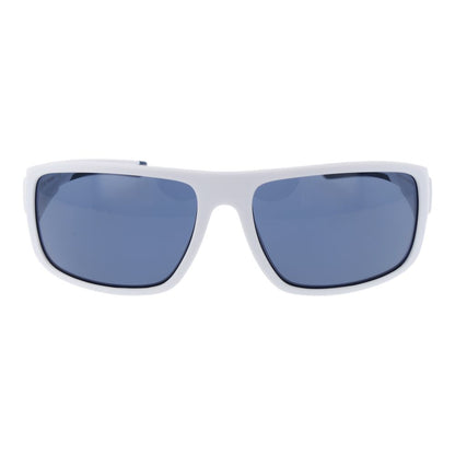 BMW Motorsport Men’s Sunglasses – White Full-Rim Frame, Blue Mirrored Lenses