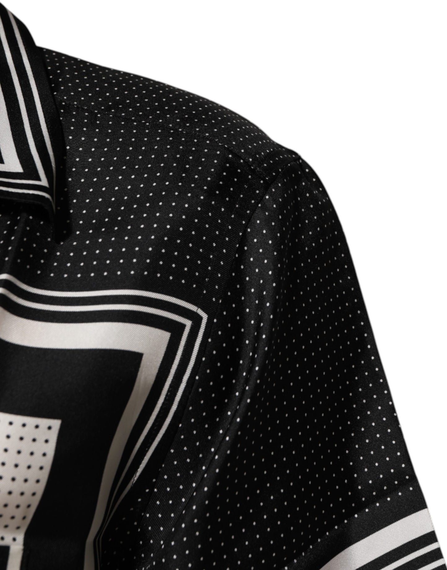 Dolce & Gabbana Black White Stripe Dot Print Casual Polo Shirt