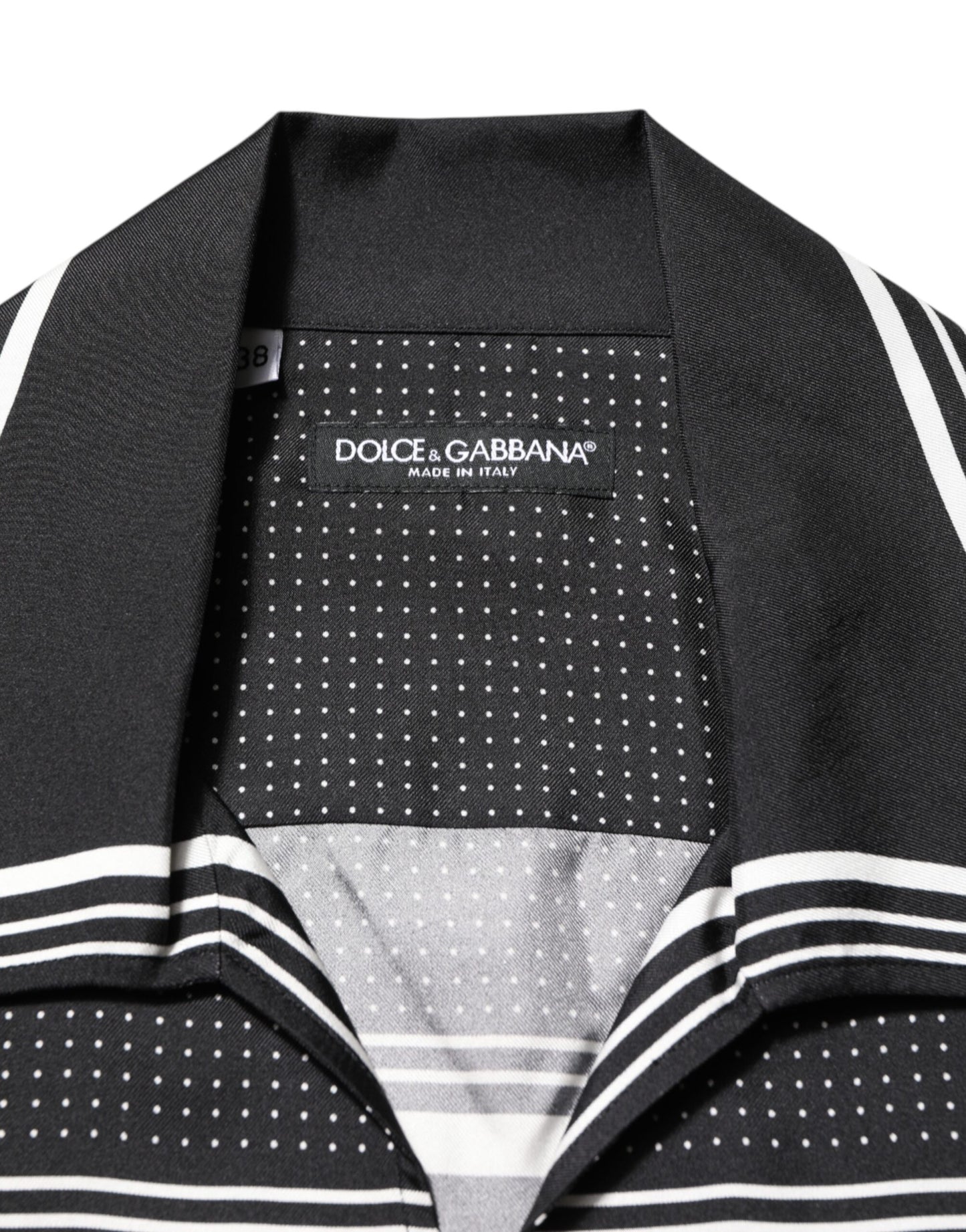 Dolce & Gabbana Black White Stripe Dot Print Casual Polo Shirt