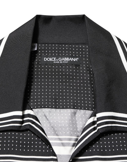 Dolce & Gabbana Black White Stripe Dot Print Casual Polo Shirt