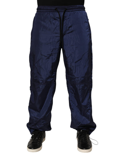 Dolce & Gabbana Blue Nylon Straight Jogger Sweatpants