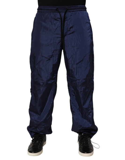 Dolce & Gabbana Blue Nylon Straight Jogger Sweatpants