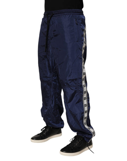 Dolce & Gabbana Blue Nylon Straight Jogger Sweatpants