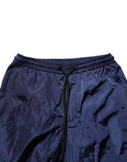 Dolce & Gabbana Blue Nylon Straight Jogger Sweatpants