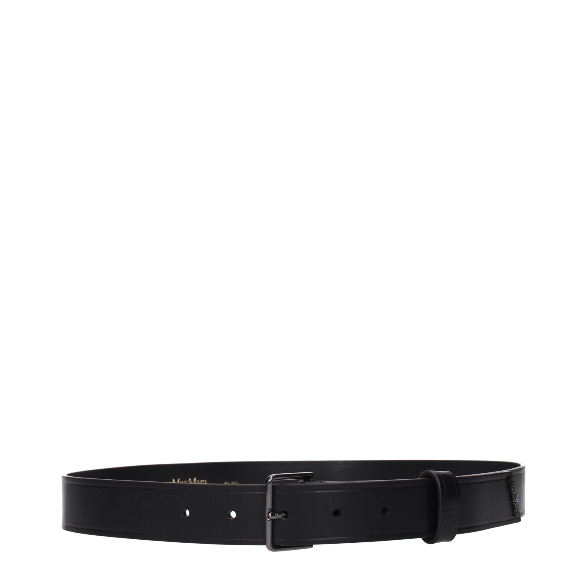Max Mara Black Leather Aged Effect Belt for Women