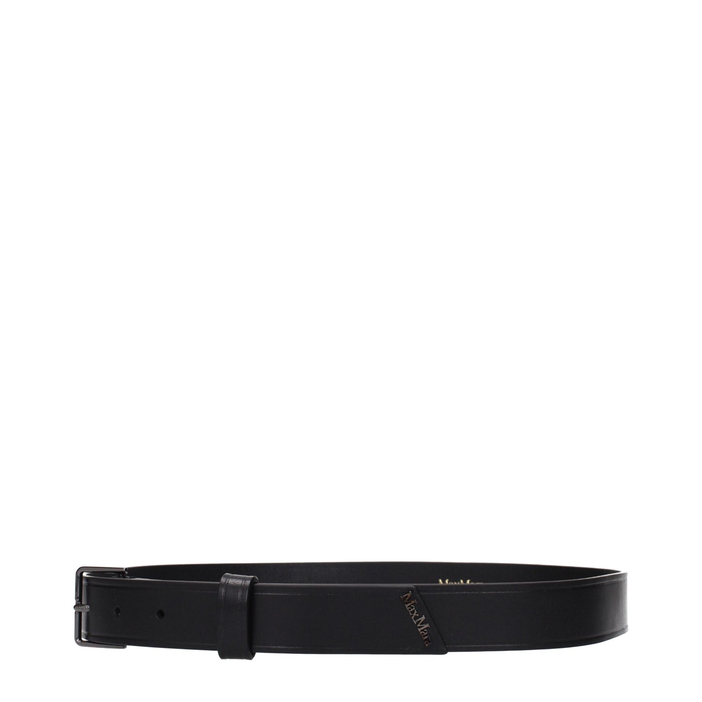 Max Mara Black Leather Aged Effect Belt for Women