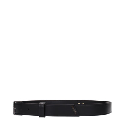 Max Mara Black Leather Aged Effect Belt for Women
