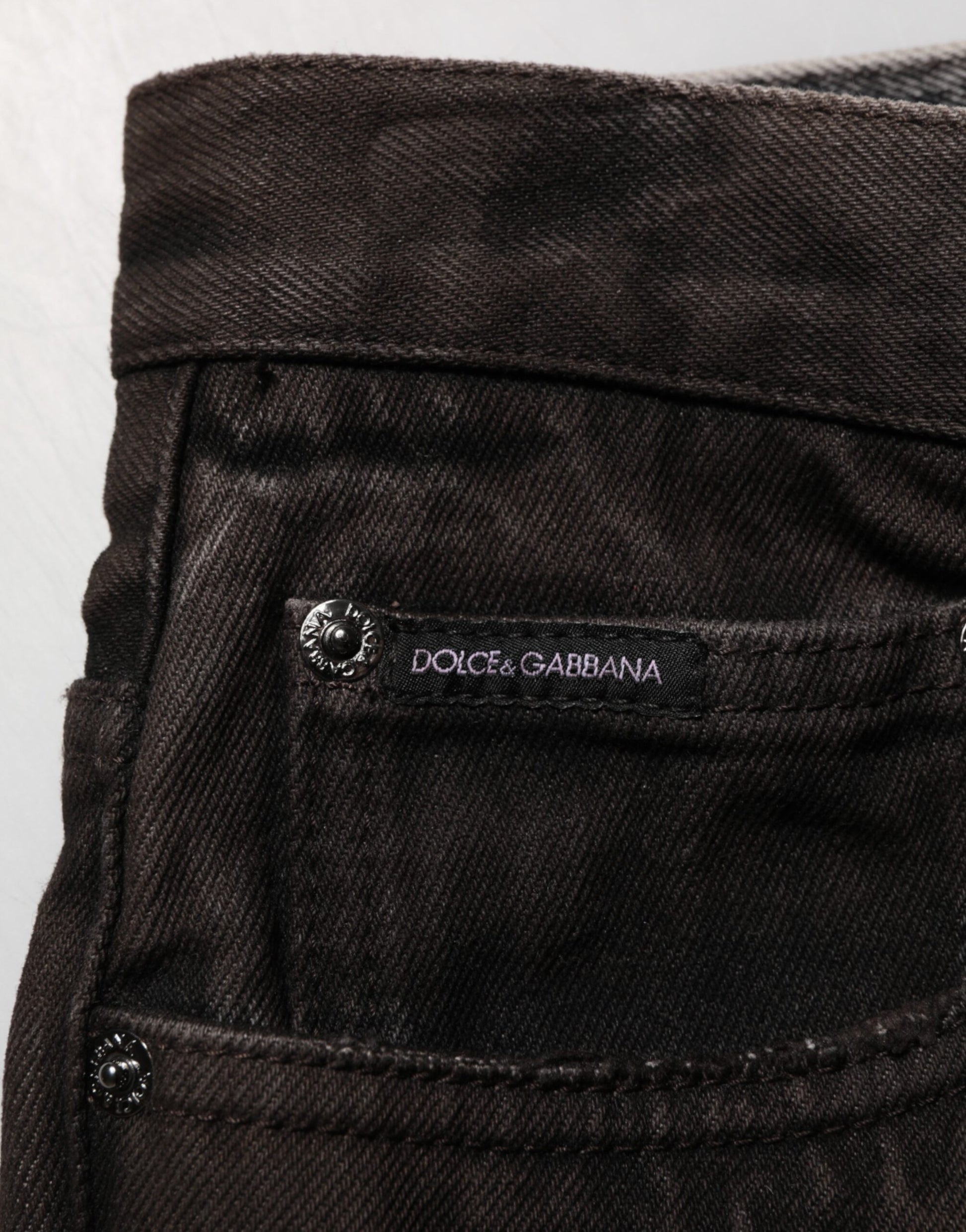 Dolce & Gabbana Black Cotton Tattered Denim Bermuda Shorts