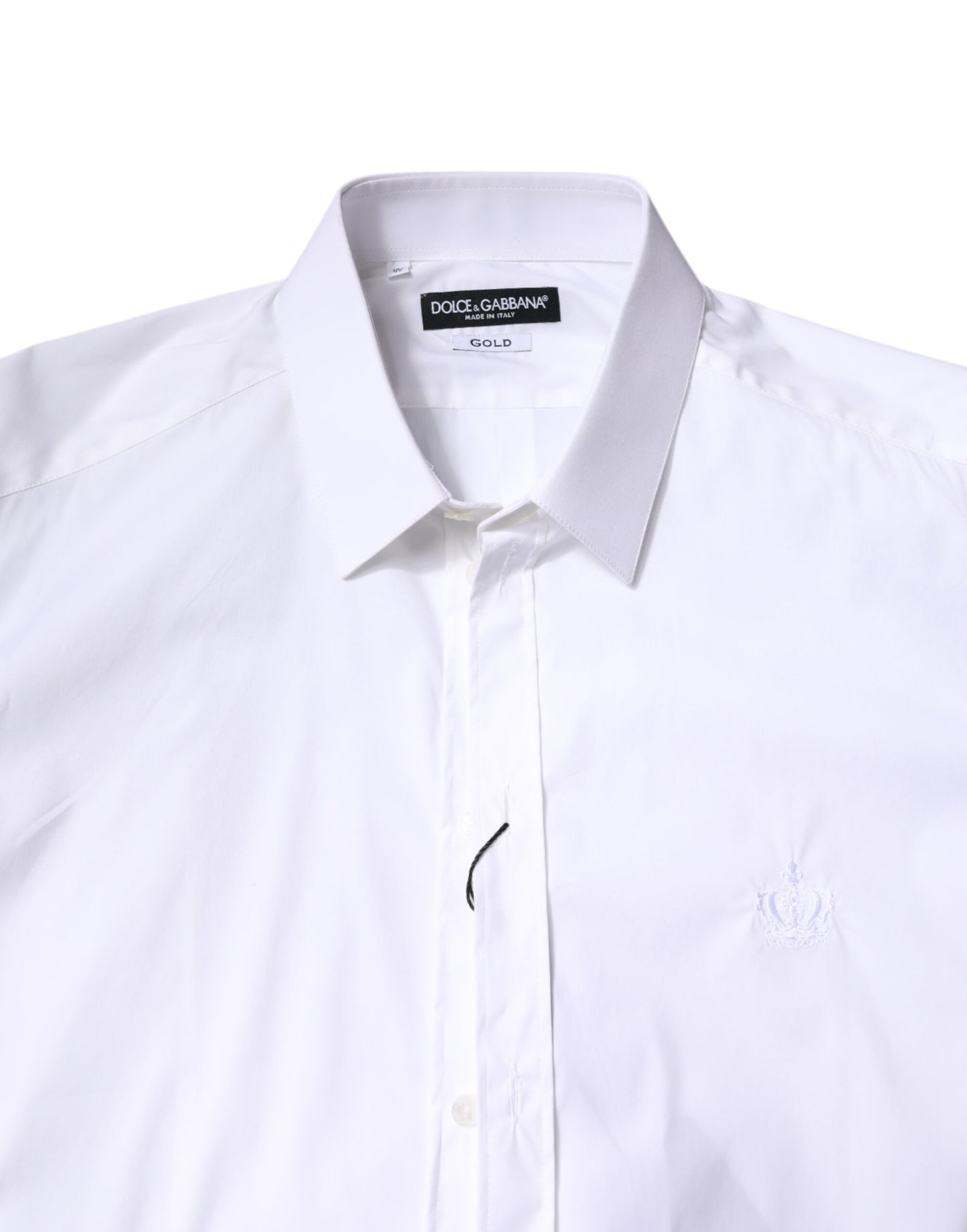 Dolce & Gabbana White Cotton Collared GOLD Formal Dress Shirt