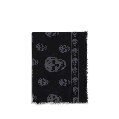 Alexander McQueen Black & Dark Grey Skull Scarf