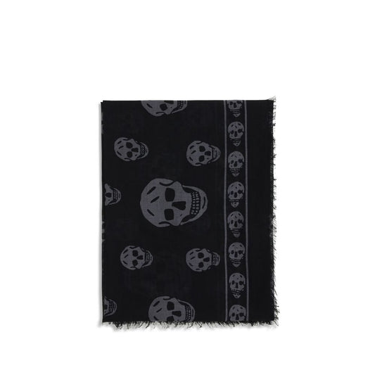 Alexander McQueen Black & Dark Grey Skull Scarf