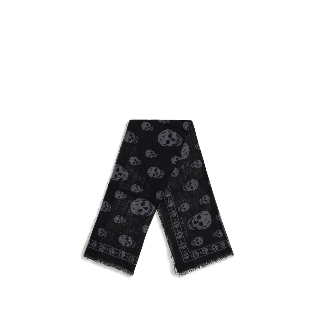 Alexander McQueen Black & Dark Grey Skull Scarf
