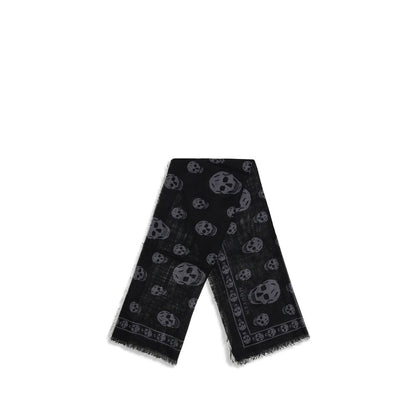 Alexander McQueen Black & Dark Grey Skull Scarf
