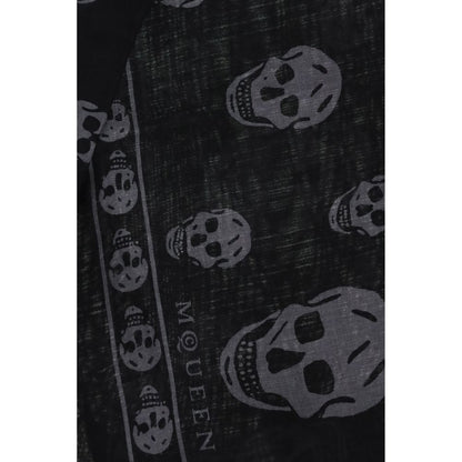 Alexander McQueen Black & Dark Grey Skull Scarf