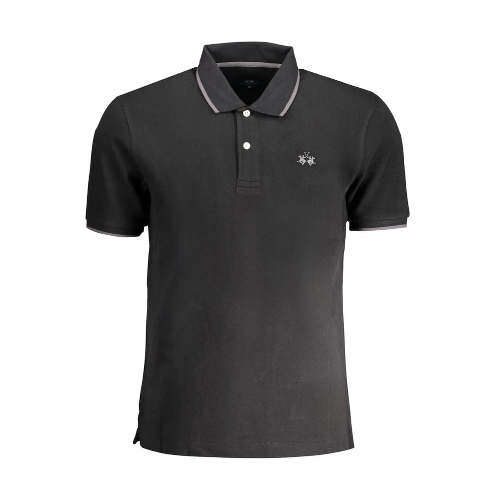 La Martina Black Cotton Polo Shirt - Effortless Style and Comfort