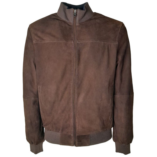 Emilio Romanelli Brown Calfskin Reversible Bomber Jacket