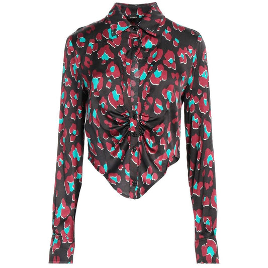 PINKO Black Garo Leopard Blouse Shirt
