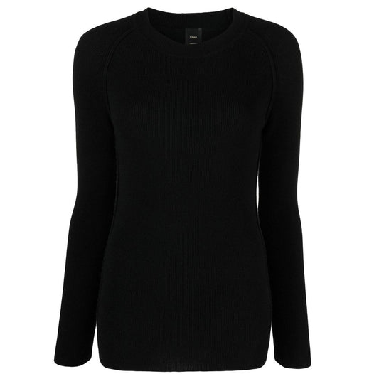 PINKO Black Ramarro Wool Crew Neck Sweater for Women