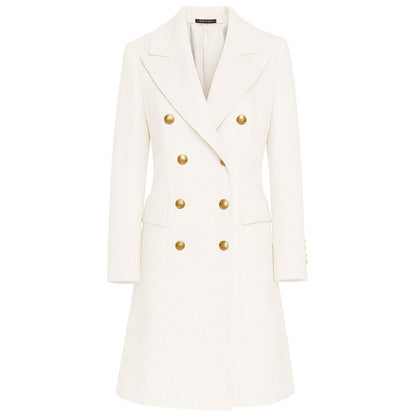 Italian Elegance: Women's White Wool Coat by Loro Piana