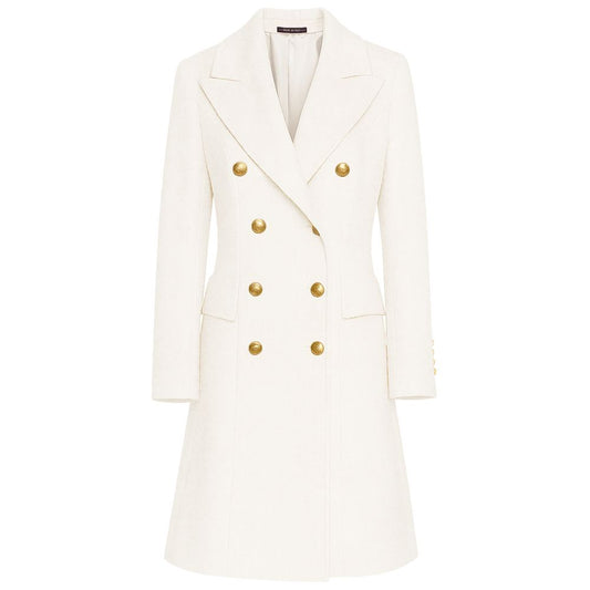 Italian Elegance: Women's White Wool Coat by Loro Piana