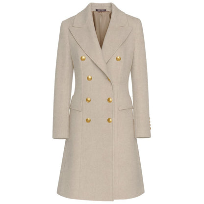 Loro Piana Made in Italy Beige Wool Coat for Women