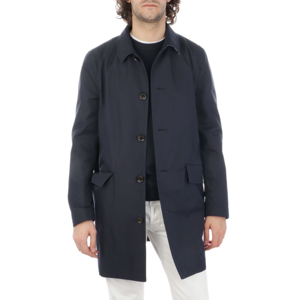 Aquascutum Blue Cotton Jacket - Men's Raincoat
