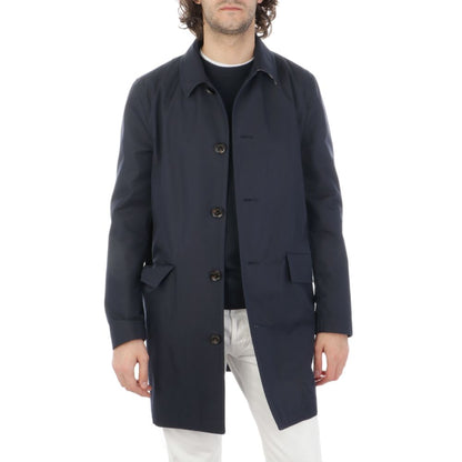Aquascutum Blue Cotton Jacket - Men's Raincoat