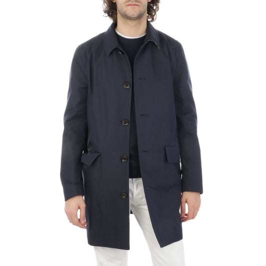 Aquascutum Blue Cotton Jacket - Men's Raincoat