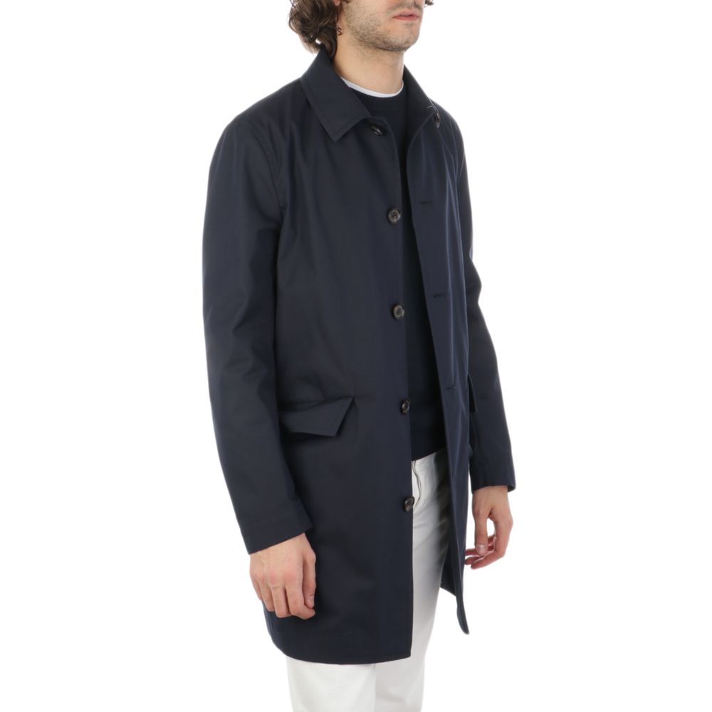 Aquascutum Blue Cotton Jacket - Men's Raincoat
