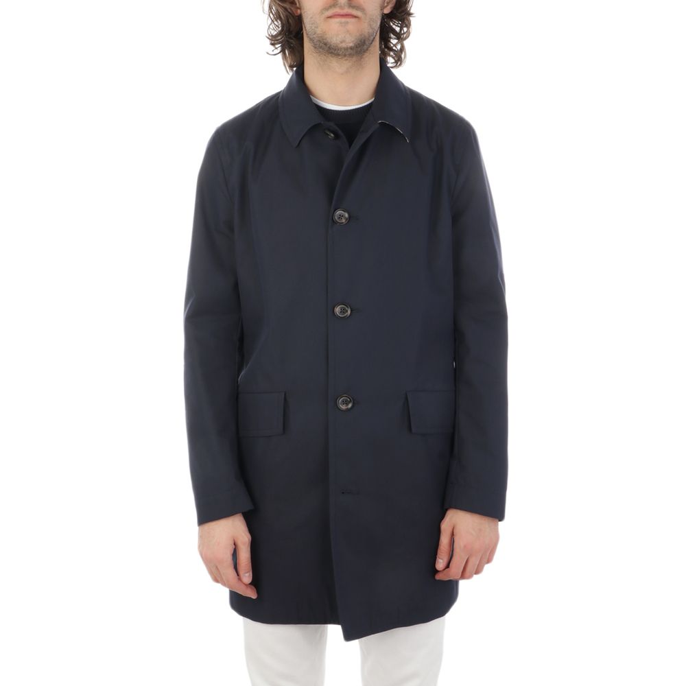 Aquascutum Blue Cotton Jacket - Men's Raincoat