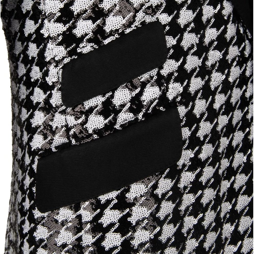 Dolce & Gabbana Black & White Houndstooth Sequinned Blazer for Men