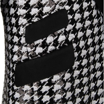 Dolce & Gabbana Black & White Houndstooth Sequinned Blazer for Men