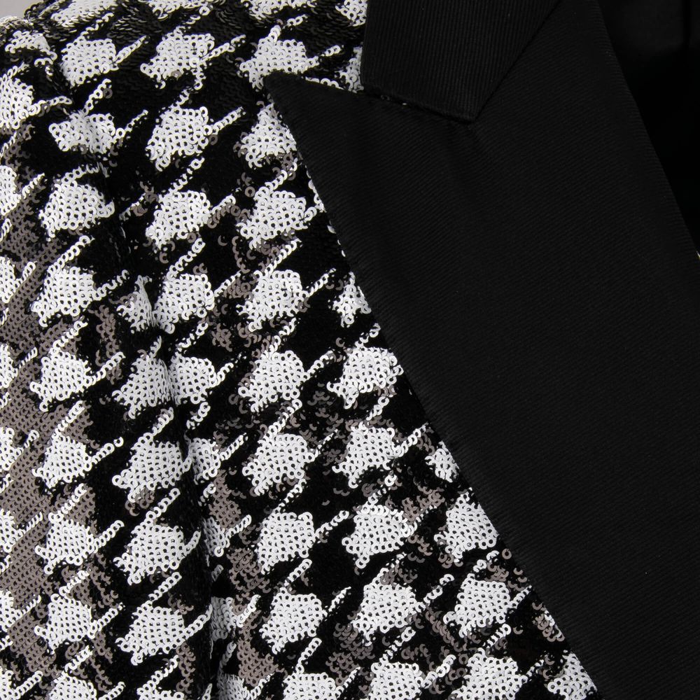 Dolce & Gabbana Black & White Houndstooth Sequinned Blazer for Men