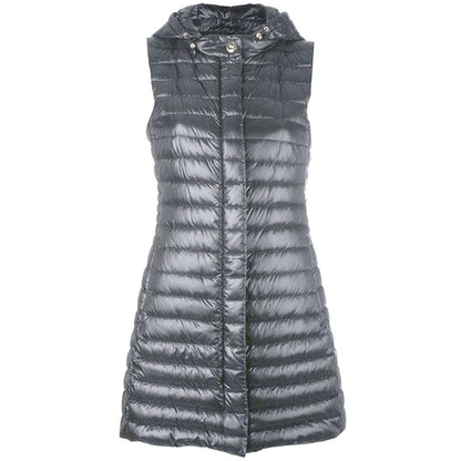 Herno Silver Hooded Long Padded Gilet for Women