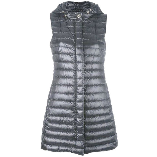 Herno Silver Hooded Long Padded Gilet for Women