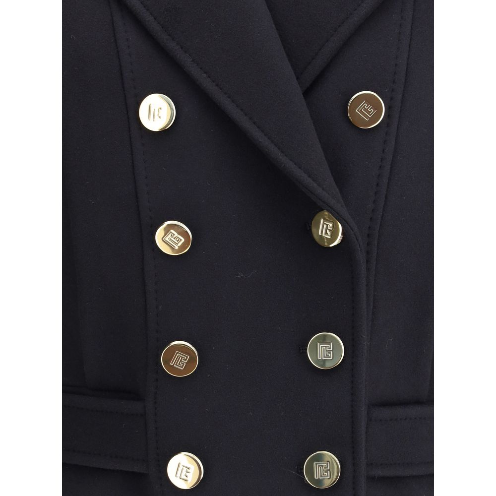 Balmain Wool Double-breasted Coat - A Symphony of Sophistication and Modern Elegance